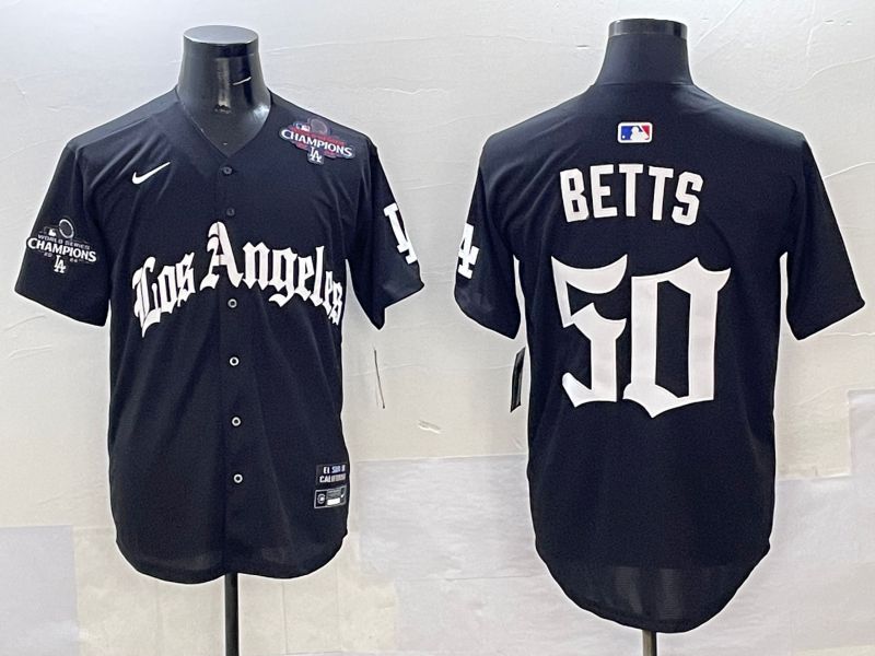 Men Los Angeles Dodgers #50 Betts Black Five generations Joint Name 2025 Nike MLB Jersey style 39->los angeles dodgers->MLB Jersey